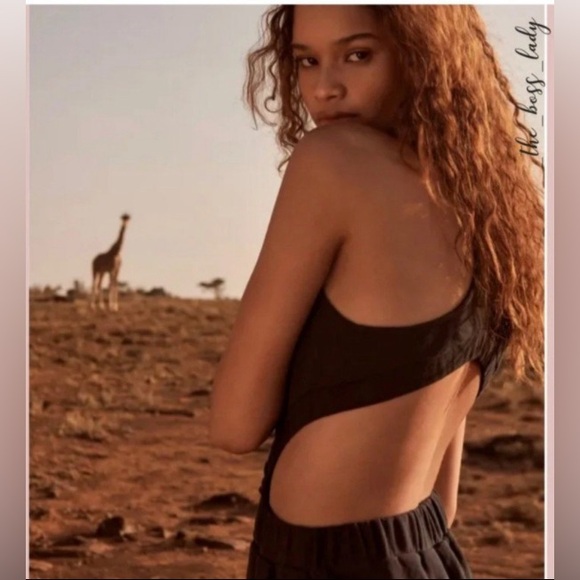 Free People Take Your Best Shot One-sie Jumpsuit Black NWOT - Picture 2 of 9